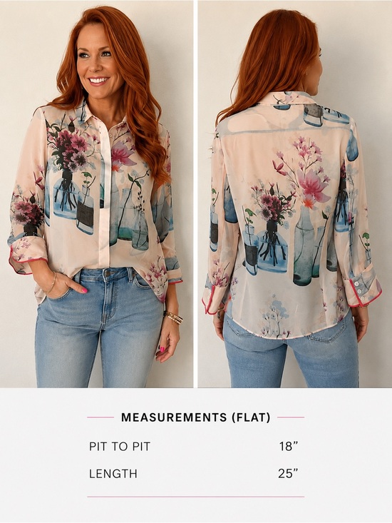 Tops - Ted Baker London “Just for You” Sheer Floral Blouse | Size 3 | Romantic Button F